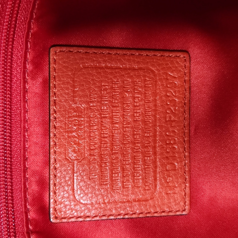 Coach Park Signature Carrie Tote, Red Leather Trim EUC - Picture 5 of 12